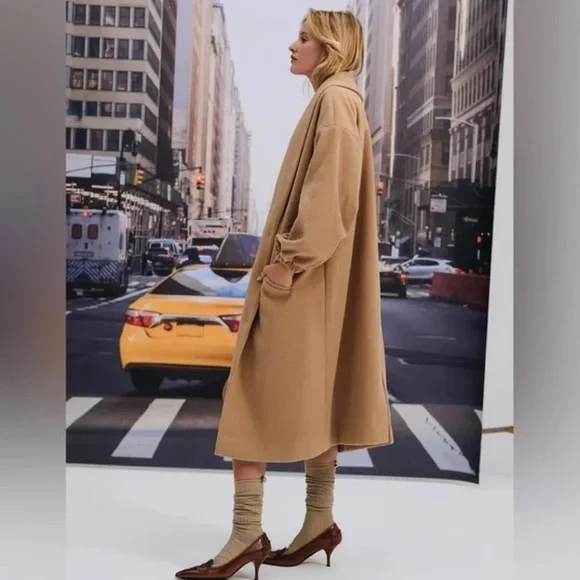 NWT For Love And Lemons Sadie Fleece Coat Long Tan Brown Fall - Picture 4 of 16